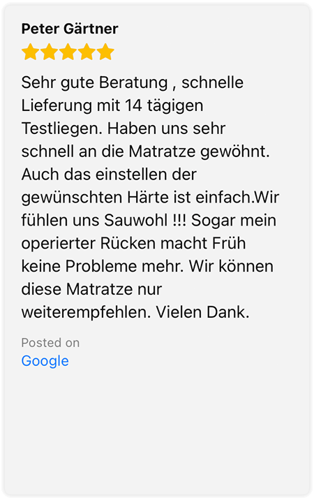 Bewertung einer Matratze