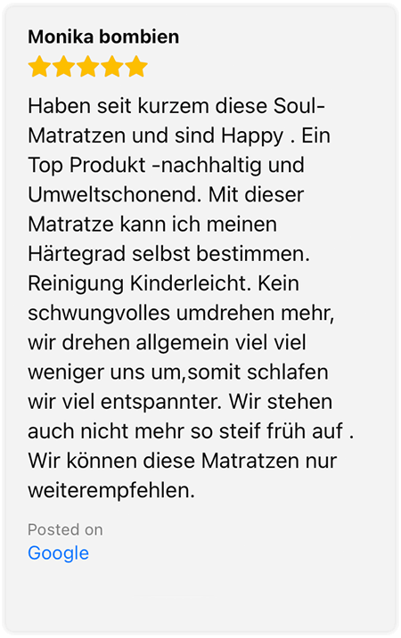 Kundenmeinung zur SOULMAT Matratze